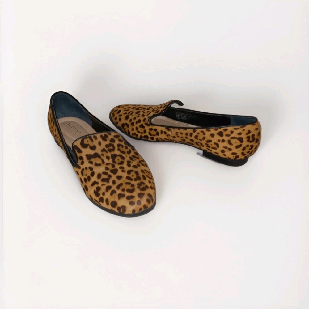 Alfani Oceanaa Loafers Womens 8.5M Tan Leopard Print Haircalf Step N Flex Flats